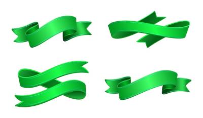 Green Ribbon Design Set Vector Illustration – Free Download