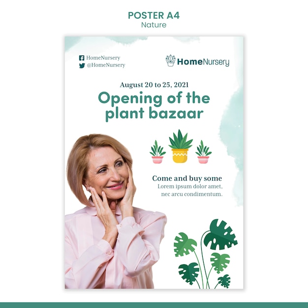 Vertical Poster Template for Houseplants Care Featuring a Woman – Free Download