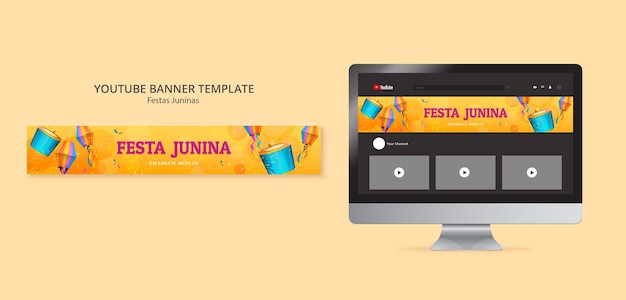 Festas Juninas Celebration YouTube Banner Template – Free Download