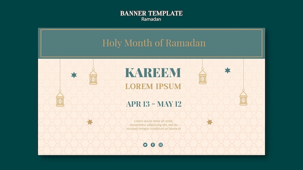 Ramadan Banner Template Featuring Drawn Elements – Free to Download