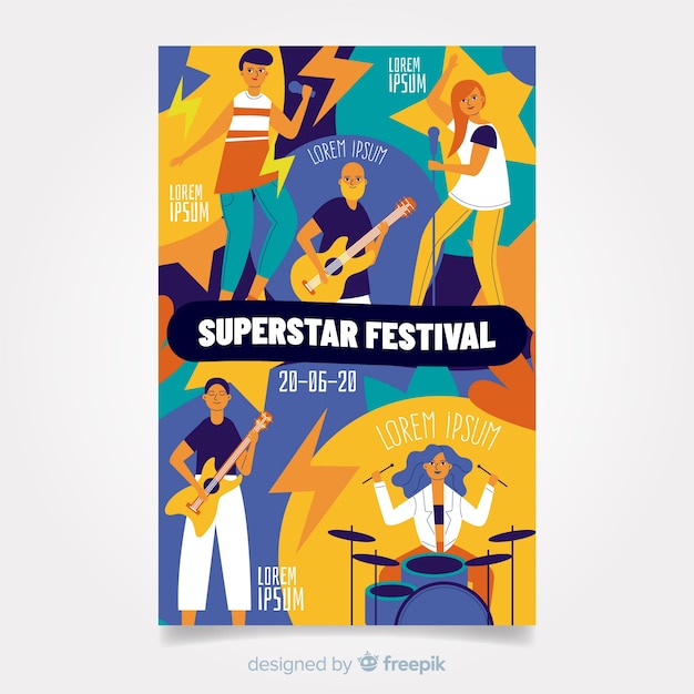 Hand Drawn Music Festival Poster – Free Stock Photo for Download