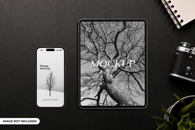 Editable PSD Template for Phone and Tablet Device Mockup – Free Download