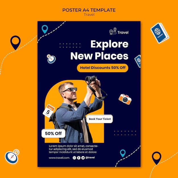 Explore New Places Poster Template – Download Free Stock Photo