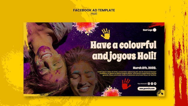 Celebrate Holi with Our Vibrant Facebook Template – Free Download