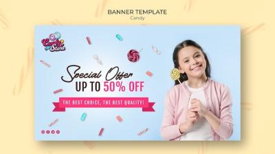 Special Offer Candy Shop Blue Banner – Free Download, Free Stock Photo