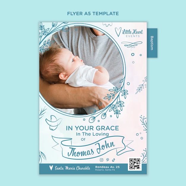 Flat Design Baptism Poster Template – Free Download