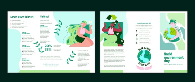 Hand Drawn World Environment Day Brochure Template – Free to Download