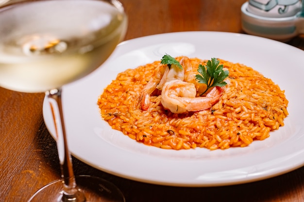 Delicious Seafood Risotto with Tomato Sauce and Shrimp – Free Stock Photo for Download