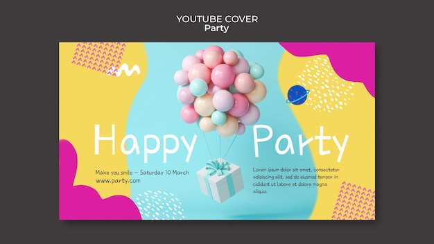 Flat Design Party YouTube Cover Template – Free Download