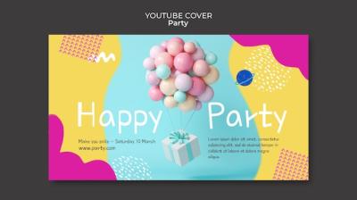 Flat Design Party YouTube Cover Template – Free Download