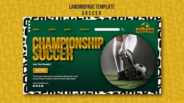 Championship School of Soccer Landing Page Template – Free Download