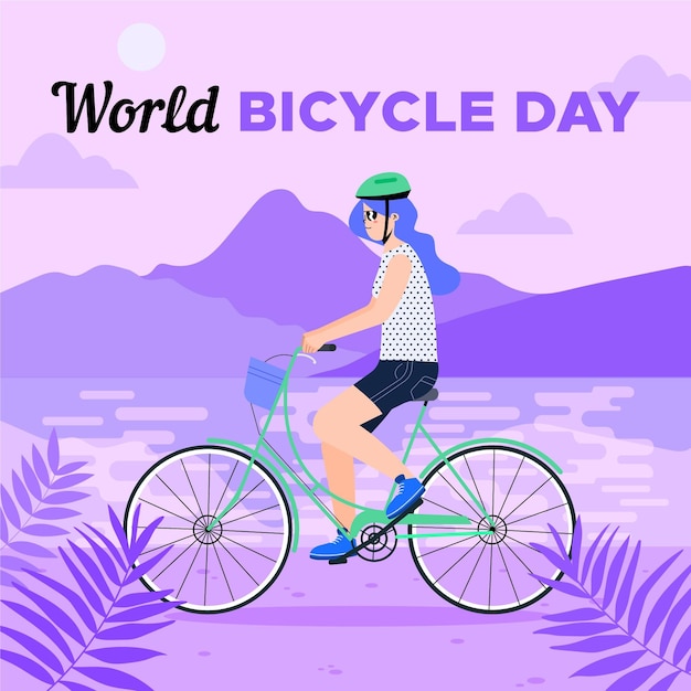 Organic Flat World Bicycle Day Illustration – Free Download