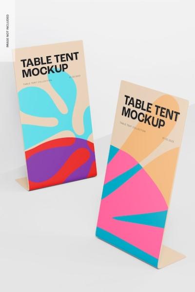 Left View Table Tent Mockup – Free Download