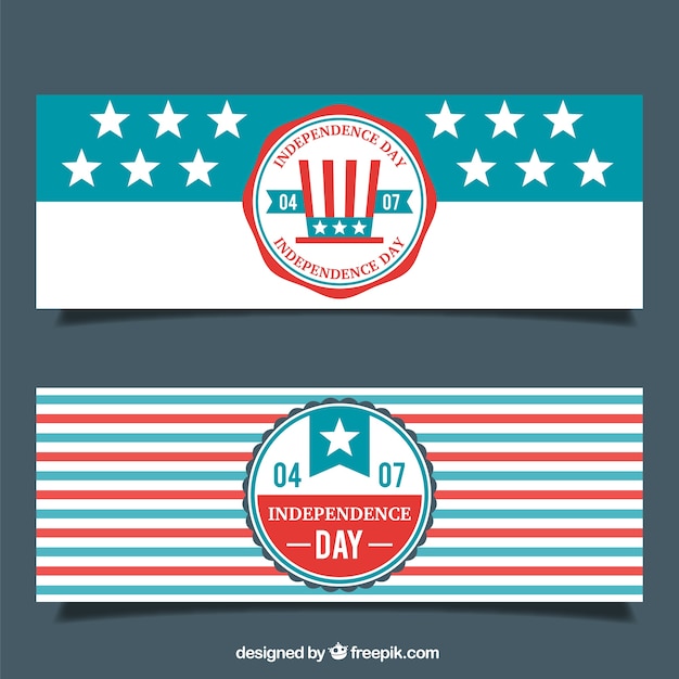 Cute Flat USA Independence Day Banners – Free Download