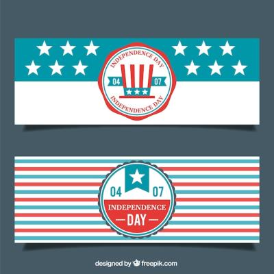 Cute Flat USA Independence Day Banners – Free Download