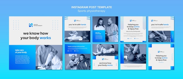 Gradient Physiotherapy Instagram Post Templates – Free to Download