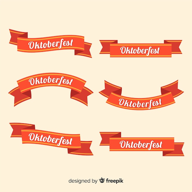 Oktoberfest Ribbon Collection in Flat Design – Free to Download