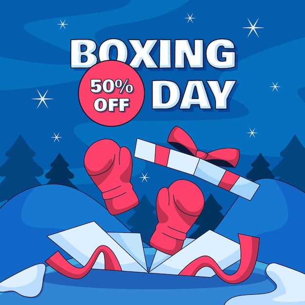 Hand Drawn Flat Boxing Day Sale Background – Free Download