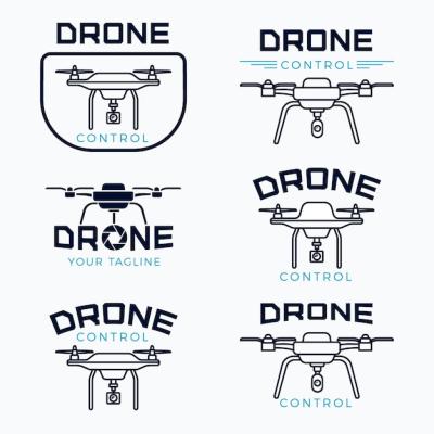 Flat Design Drone Logo Set – Free Download