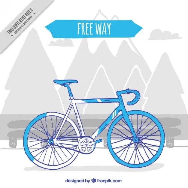 Vintage Hand Drawn Blue Bike Background – Free Download