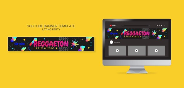 Latino Party YouTube Banner Template – Free to Download