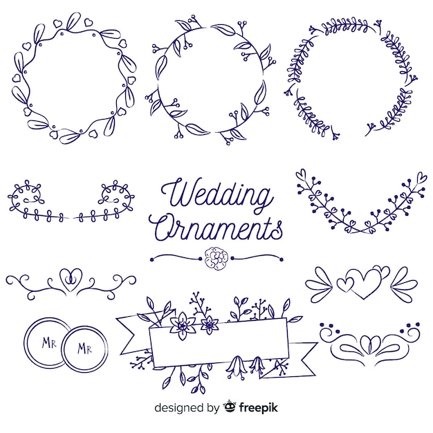 Hand Drawn Wedding Ornament Collection – Free Download