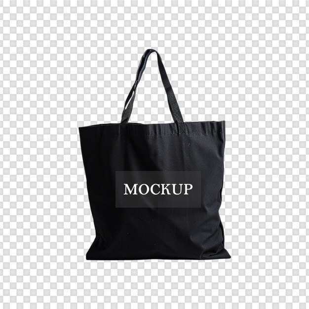 Black Tote Bag Mockup Isolated on Transparent Background – Free Download