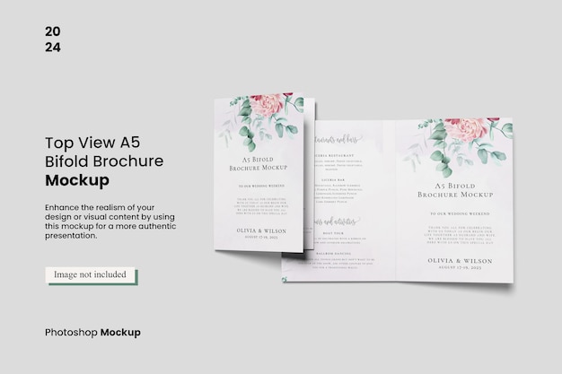 Top View A5 Bifold Brochure Mockup – Free Download