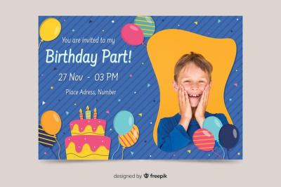 Children’s Birthday Invitation Template with Photo – Free to Download