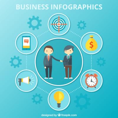 Business Infographic on a Blue Background – Free Download