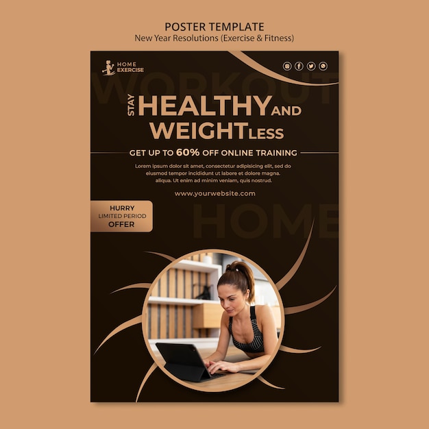 New Year Fitness Resolutions Print Template – Free Download