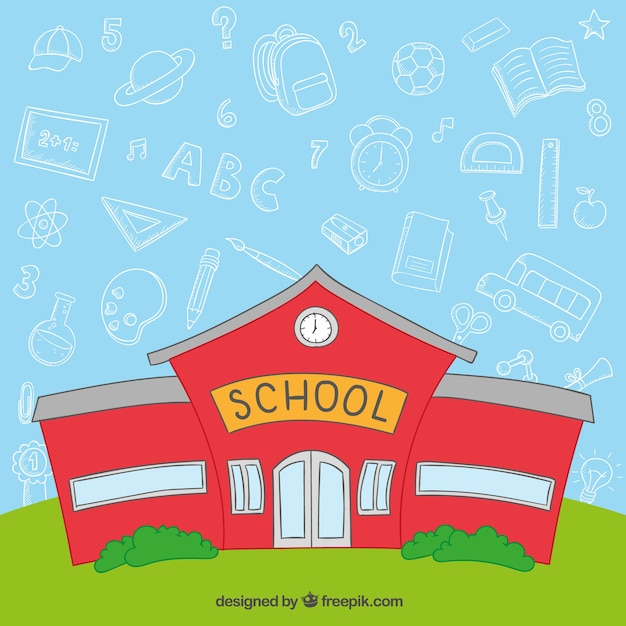 Red School Building Vector Template – Free Download