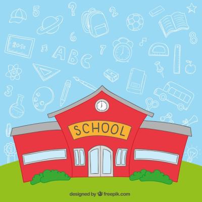 Red School Building Vector Template – Free Download