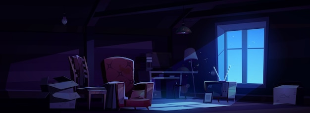 Attic Night Scene – Free Download Stock Photo