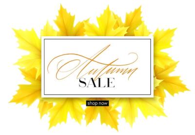 Autumn Banner Featuring Lettering and Yellow Maple Leaves – Free Download