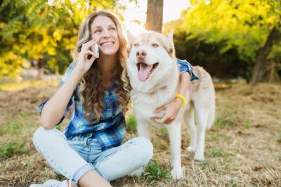 Funny Young Woman Playing with Husky Dog in the Park – Free Stock Photo