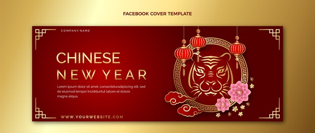 Gradient Chinese New Year Social Media Cover Template – Free Download