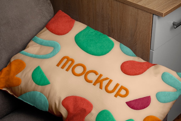 Cushion Mock-up Design Featuring Abstract Shapes Pattern – Free Download