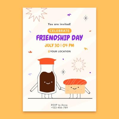 Flat Friendship Day Invitation Template – Free Download