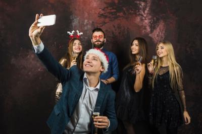 New Year Celebration Concept: Man Taking Selfie – Free Stock Photo, Download for Free