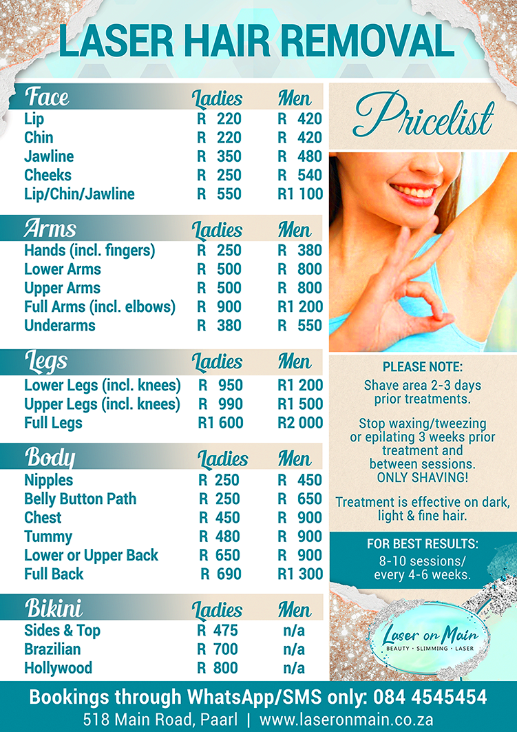 Hair Removal Pricelist  Laser On Main