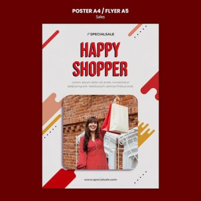 Happy Shopper Poster Template – Free Download