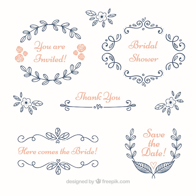 Blue Floral Wedding Frames – Free Download