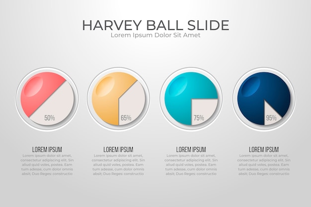 Realistic Harvey Ball Diagrams – Infographic for Free Download