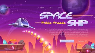 Spaceship Mobile Game Website Featuring Rockets in the Universe – Free Download