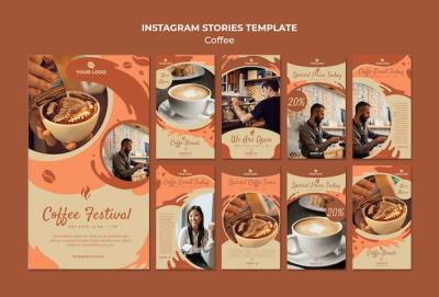 Coffee Concept Instagram Stories Template Mock-Up – Free Download