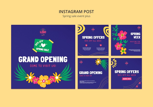 Hand Drawn Spring Sale Instagram Posts Template – Free Download