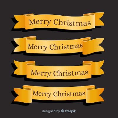 Flat Christmas Golden Ribbon Collection – Free Download