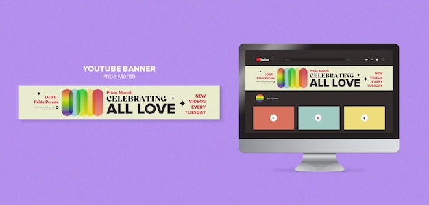 Pride Month Celebration YouTube Banner Template – Free Download