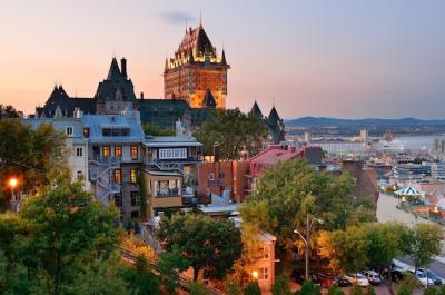 Quebec City Skyline at Sunset Featuring Chateau Frontenac – Free Stock Photo Download